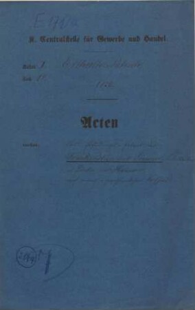 Patent der Frankenstein und Simmer, Fabrikanten in Linden vor Hannover, auf einen eigentümlichen Kochherd