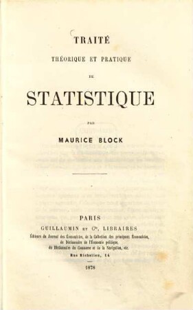 Traité théorique et pratique de statistique