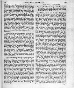 Wachler, L.: Über Werden und Wirken der Literatur. Zunächst in Beziehung auf Deutschlands Literatur unserer Zeit. Breslau: Grüson 1829