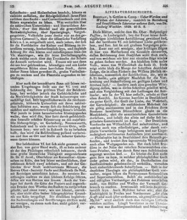 Wachler, L.: Über Werden und Wirken der Literatur. Zunächst in Beziehung auf Deutschlands Literatur unserer Zeit. Breslau: Grüson 1829