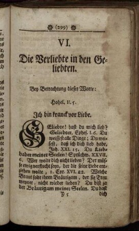 VI. Die Verliebte in den Geliebten.