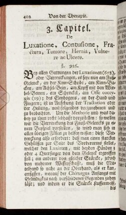 3. Capitel. De Luxatione, Contusione, Fractura, Tumore, Hernia, Vulnere ac Ulcere.