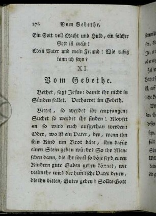 XI. Vom Gebethe. - XII. Allgmeine vermischte Sprüche aus der Schrift und Vermahnungen zur Tugend.
