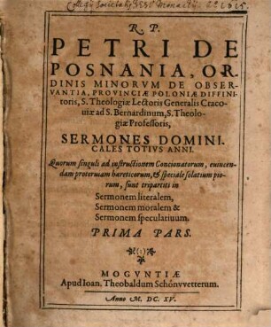 Sermones dominicales totius anni. 1. (1615)