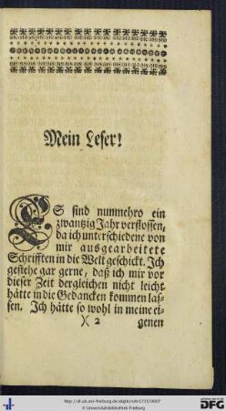 Mein Leser!