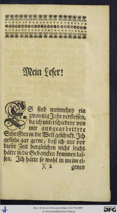 Mein Leser!