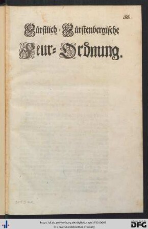 Fürstlich-Fürstenbergische Feur-Ordnung