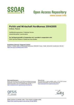 Politik und Wirtschaft Nordkoreas 2004/2005