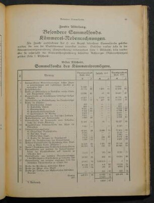 Zweite Abteilung. Besondere Sammelfonds. Kämmerei-Nebenrechnungen.