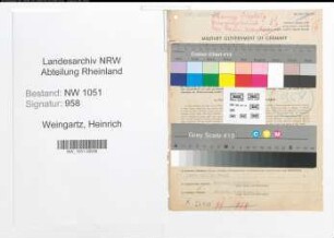 Entnazifizierung Heinrich Weingartz , geb. 29.04.1889 (Arbeiter)