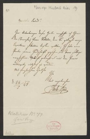 Brief an Ferdinand Mendheim, 24.05.1848