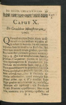 Caput X. De Gradibus Ministrorum verbi.