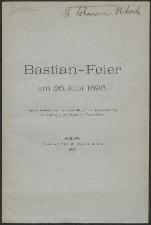 Bastian-Feier am 26. Juni 1896
