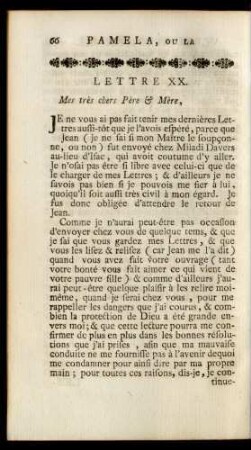 Lettre XX. Mes très chers Père & Mère, ...