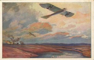 Erster Weltkrieg - Postkarten "Aus großer Zeit 1914/15". "Militärtaube auf Erkundungsflug bei den Masurischen Seen" - "Deutscher Luftflotten-Verein für Schaffung einer starken deutschen Luftflotte und Förderung der Luftfahrerschule!"