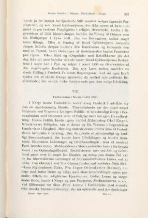 VIII. Forholdene i Norge indtil 1531.