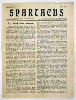 Fragment des Mitteilungsblattes des Spartakus-Bundes ("Spartakus-Brief") zur Kriegslage