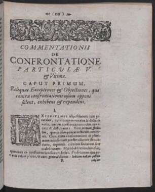 Commentatiionis de Confrontatione particulae V.
