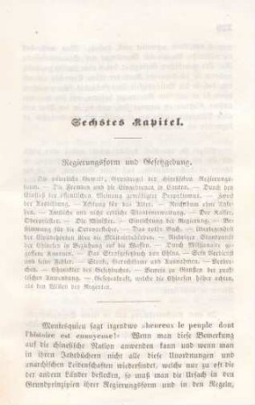 Sechstes Kapitel. Regierungsform und Gesetzgebung