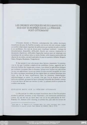 Les Ordres Mystiques Musulmans Du Sud-Est Européen Dans La Période Post-Ottomane