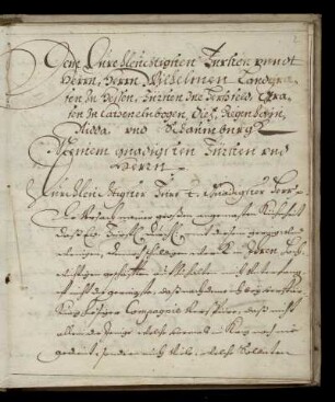 Dedikation für Landgraf Wilhelm VI. von Hessen-Kassel (Autograph)