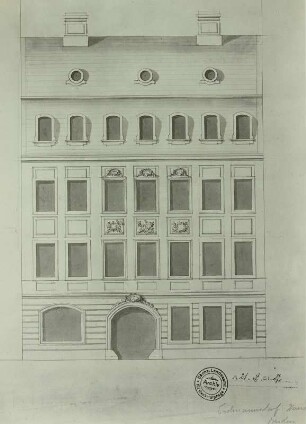 Dresden, Augustusstraße 8, Haus Erdmannsdorf, Aufriss der Fassade