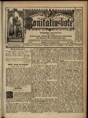 Erste Ausgabe vom Sonntag, den 06. Februar 1916.