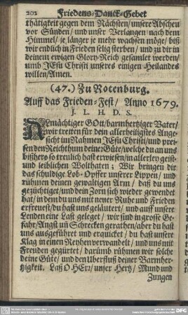 (47.) Zu Rotenburg. Auff das Frieden-Fest, Anno 1679
