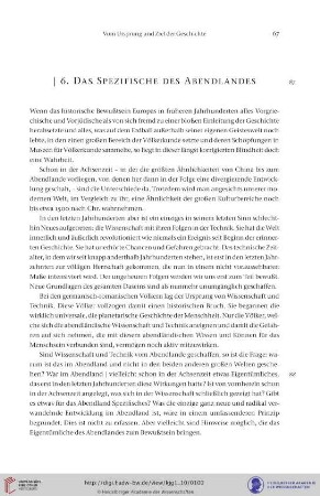 6. Das Spezifische des Abendlandes
