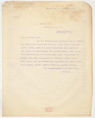 Brief an Alfred Kayser und Alfred Semerau : 08.12.1925