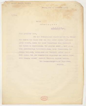 Brief an Alfred Kayser und Alfred Semerau : 08.12.1925