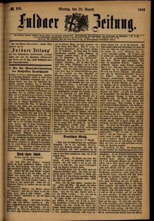 Ausgabe vom Montag, den 29. August 1887.