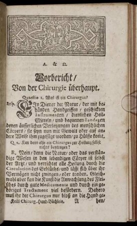 Vorbericht / Von der Chirurgie überhaupt.