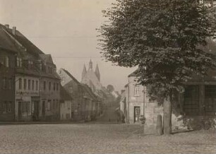 Geithein : Nikolaikirche und Nikolaistraße vom Marktplatz