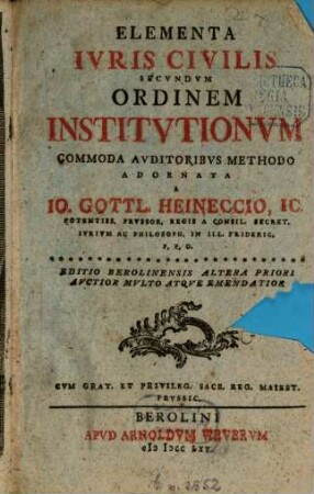 Elementa iuris civilis secundum ordinem institutionum