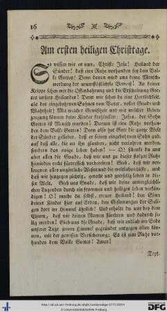 Am ersten heiligen Christtage.