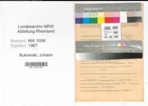 Entnazifizierung Johann Bukowski , geb. 15.04.1897 (Beamter)