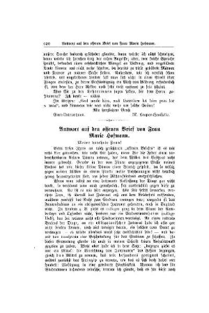 Antwort auf den offenen Brief von Frau Marie Hofmann