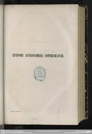 Epitome Astronomiae Copernicanae.