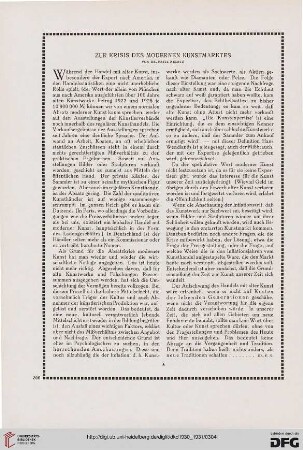 Zur Krisis des modernen Kunstmarktes