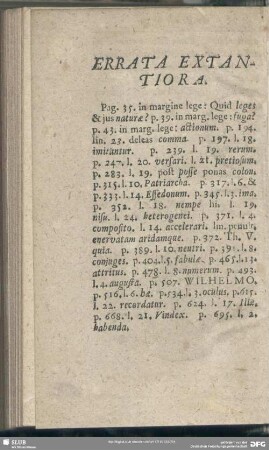 Errata Extantiora