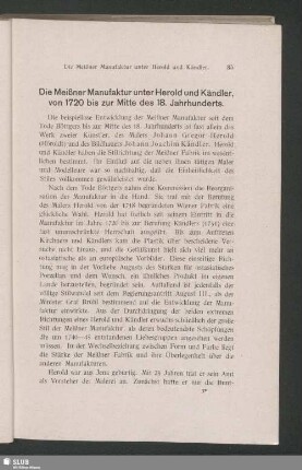 Die Meißner Manufaktur unter Herold und Kändler, von 1720 bis zur Mitte des 18. Jahrhunderts