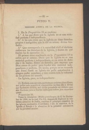 Punto V. - Errores acerca de la iglesia.