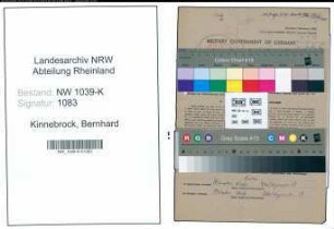 Entnazifizierung Bernhard Kinnebrock , geb. 18.03.1889 (Kantinenpaechter)