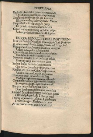 Elegia Henrici Bebelii Iustingensis in vitam & obitum ... Henrici Ritter. Starrenwadel cognominati