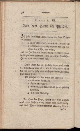 Capit. III. Von dem Harne des Pferdes.