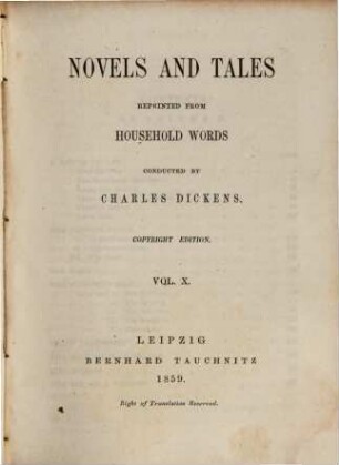 Novels and tales : reprinted from Household Words. 10, A house to let [u.a.]