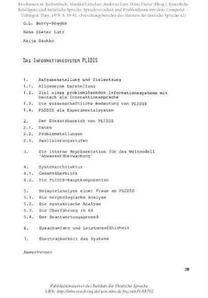 Das Informationssystem PLIDIS