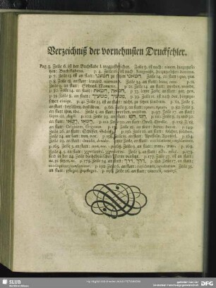 Verzeichniß der vornehmsten Druckfehler