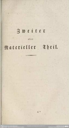Zweiter oder Materieller Theil